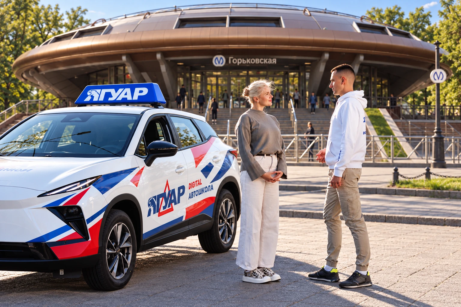Ученица встречается с инструктором у метро Горьковская